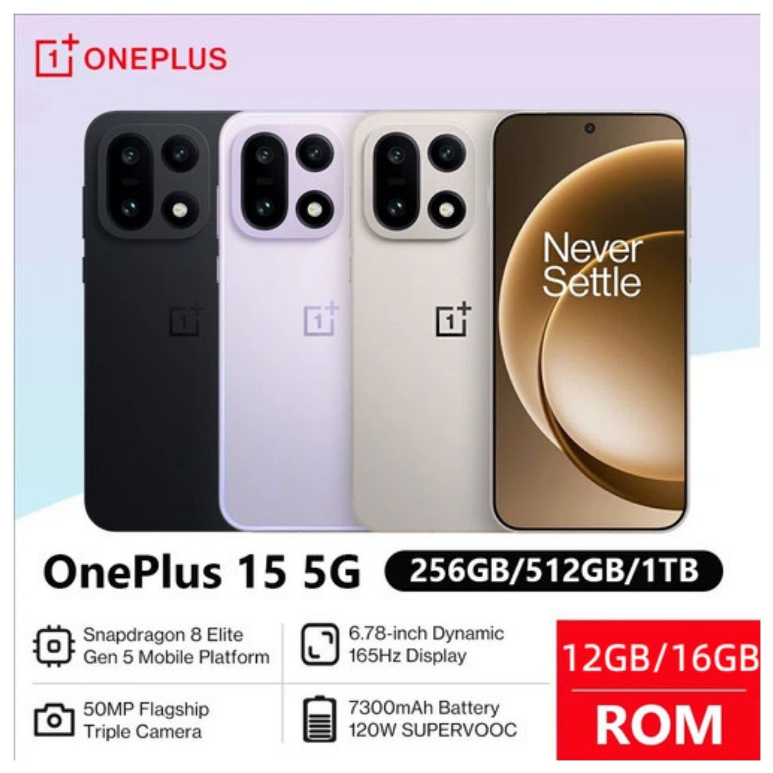 OnePlus 15R 512GB 12GB RAM, 50MP OIS Camera, 6.83-inch AMOLED 165Hz 5G, 7400mAh Battery