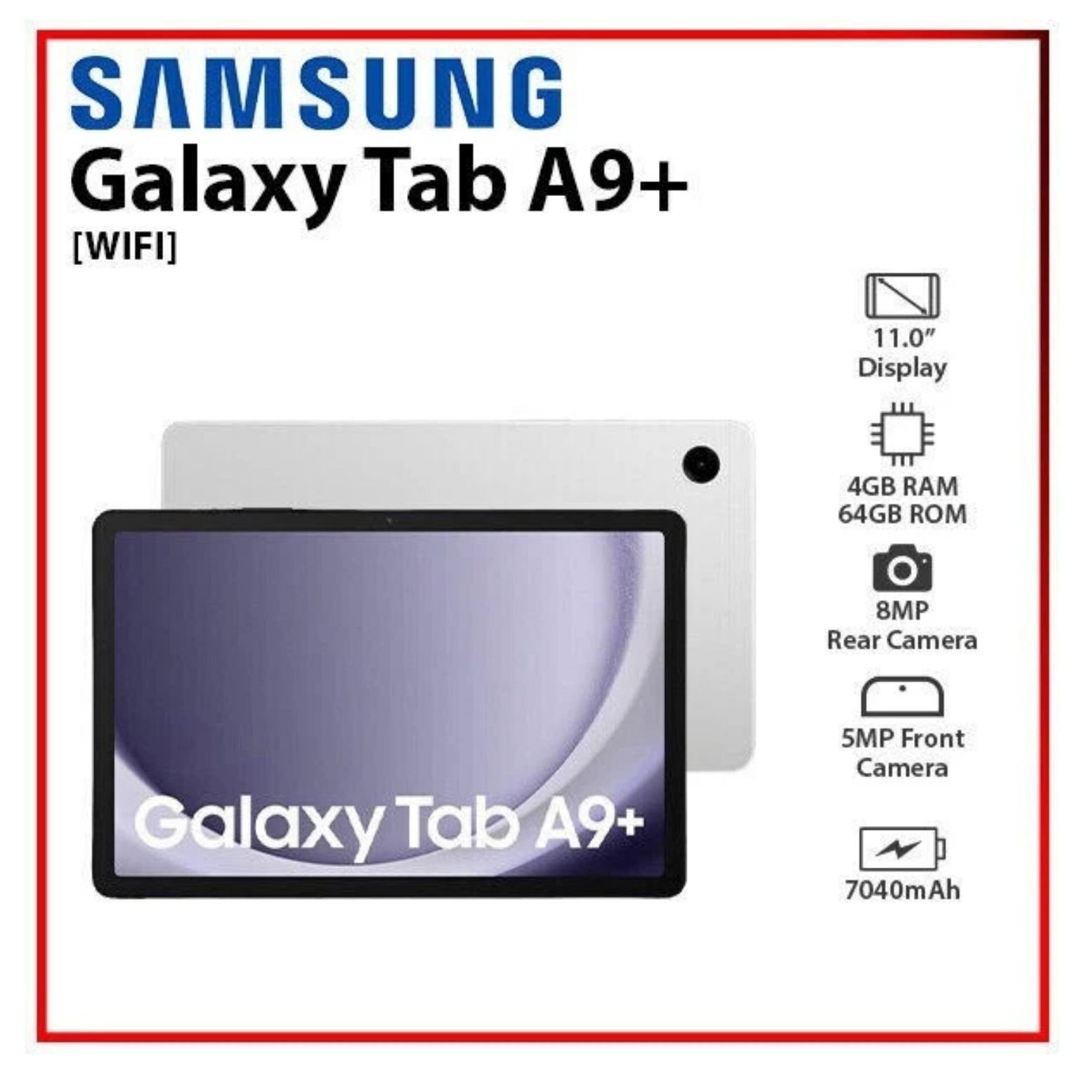 Samsung Galaxy Tab A9+ 5G 64GB 4GB RAM, 8MP Camera, 11-inch TFT 90Hz Display, 7040mAh Battery