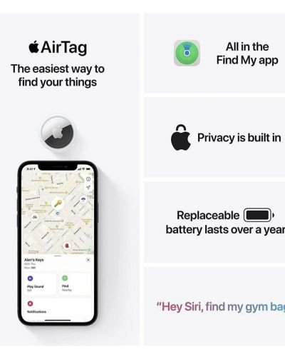 Apple AirTag 4 Pack, Bluetooth Item Trackers with Precision Finding, IP67