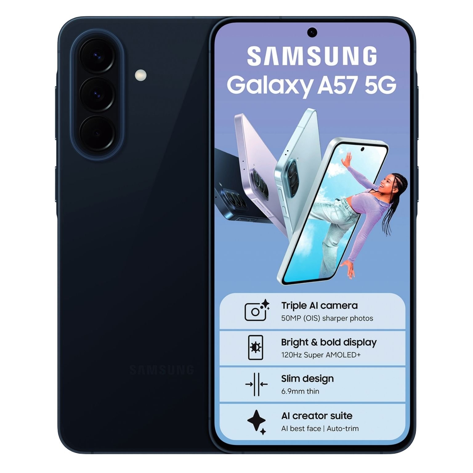 Samsung Galaxy-A57 256GB 5G 8GB-RAM, 50MP-Triple Camera, 5000mAh-Battery, 6.7-inch 120Hz Super AMOLED Display
