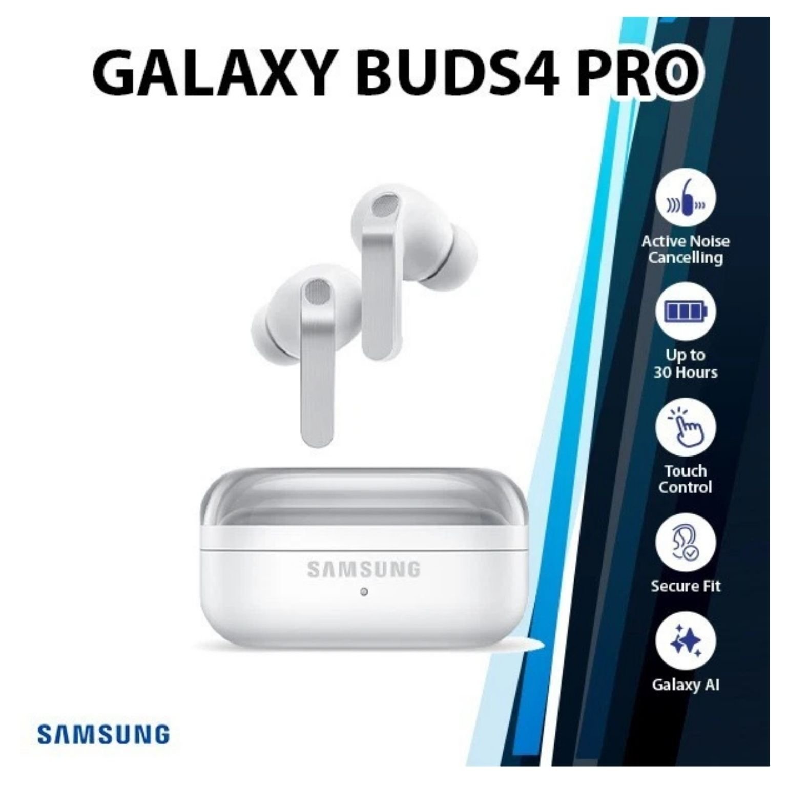 Samsung Galaxy Buds4 Pro White, ANC, Adaptive Noise Control, Bluetooth 6.1