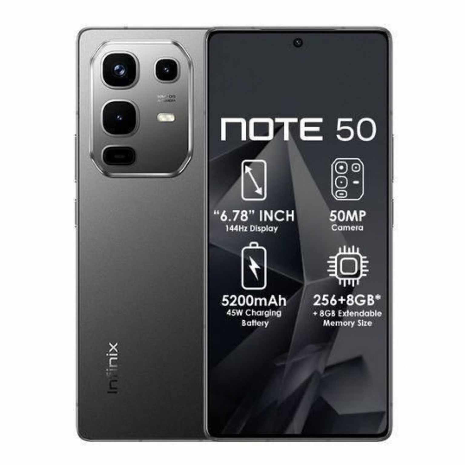 Infinix Note 50 256GB 8GB RAM, 50MP OIS Camera, 6.78-inch AMOLED 144Hz 4G, 5200mAh Battery